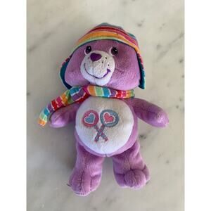 2005 Care Bear Purple Winter Snow Share Bear Plush